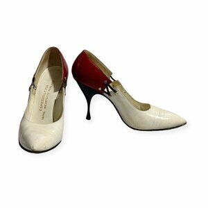Vintage Herbert Levine Color Block Side Open Pumps with Studs,‎ Size 6aa